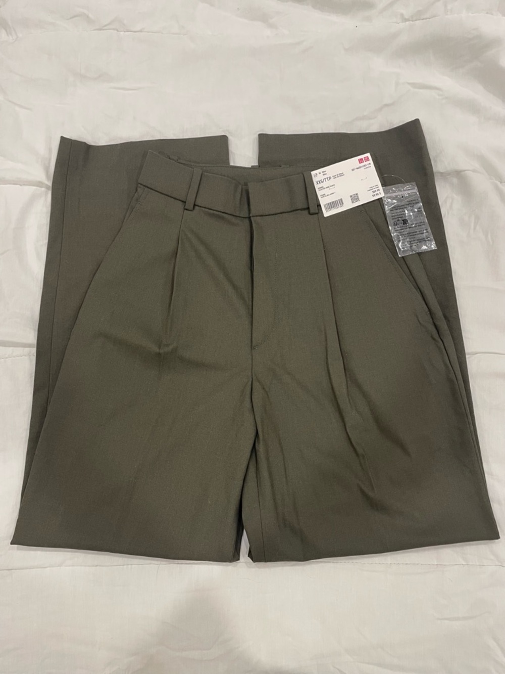 Uniqlo Women’s Pleated Wide Pants - XXS - Olive Green